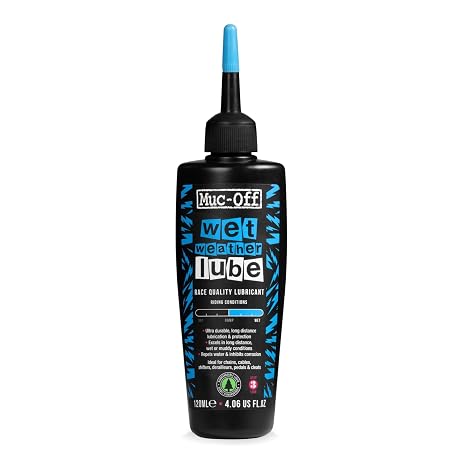 Muc-Off Chain Wet Lube 120ml | Biodegradable Bicycle Chain Lubricant Wet | Reduces Friction & Extends Chain Life | Wax-Based Formula Repels Water | Suitable for MTB & Road Bikes