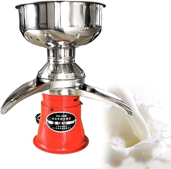 Milk Cream Centrifugal Separator Stainless Steel Electric Cream Separators 50L/H Output 9500RPM Goat Milk Separator Cow Cream Separator Milk Skimmer with 5L Bowl Capacity