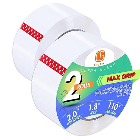 Clear Packing Tape (2 Rolls) Heavy Duty 1.88in x 110yd Moving Packing Shipping Packaging Tape Refill Packs Packing and Moving Supplies Strong Packing Tape Refills (2 Pack)
