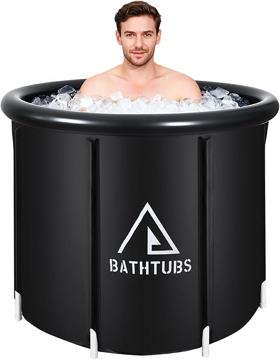 Ice Bath Recovery Tub Portable Ice Bath for Cold Water Therapy Training/an Ice Bathtub for Athletes - Adult Spa for Ice Baths and Soaking - Outdoor Cold Plunge Tub (Black Y, 80CM)