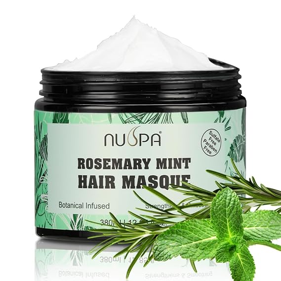 Rosemary Mint Strengthening Anti Hair Loss Hair Mask ,Deep Conditioning Soothing Hair Masque Infused Natural Sulfate Free Smoother Fluffier Hair Regrowth Treatment for Frizzy Dry ,No Fragrance