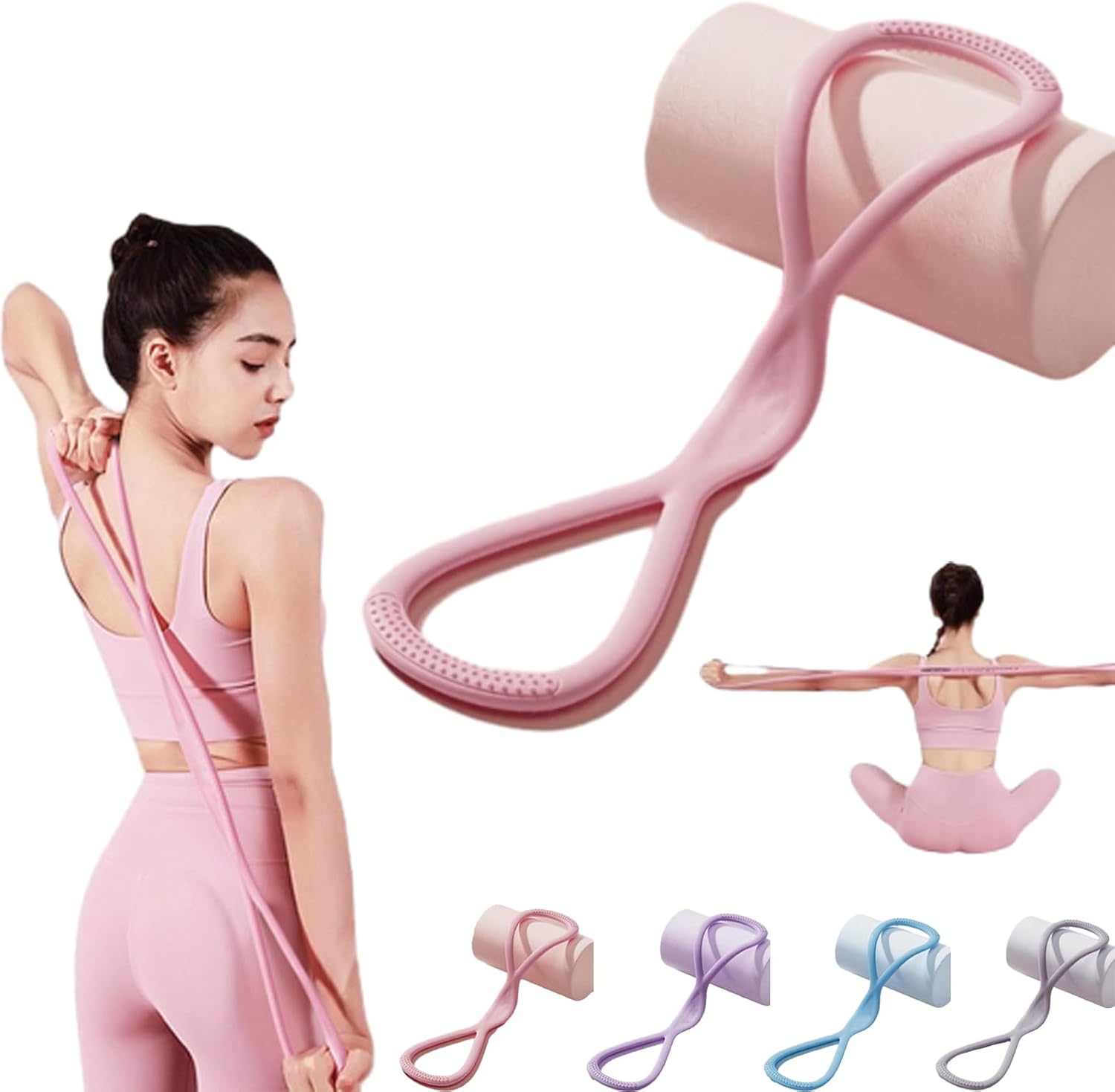 Figure 8 Exercise Bands for Women Men, with Handles for Glutes,Back,Fullbody Yoga Pulling Rope