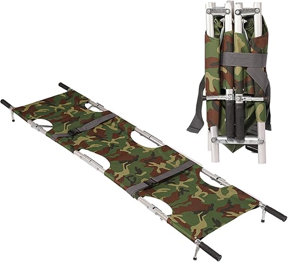 RUANLOV Folding Stretcher for Medical Emergency,Portable Ambulance Stretcher with Rubber Handle High-Grade Aluminum Alloy Portable Travel Emergency Medical Stretcher for Patient Transport (A)