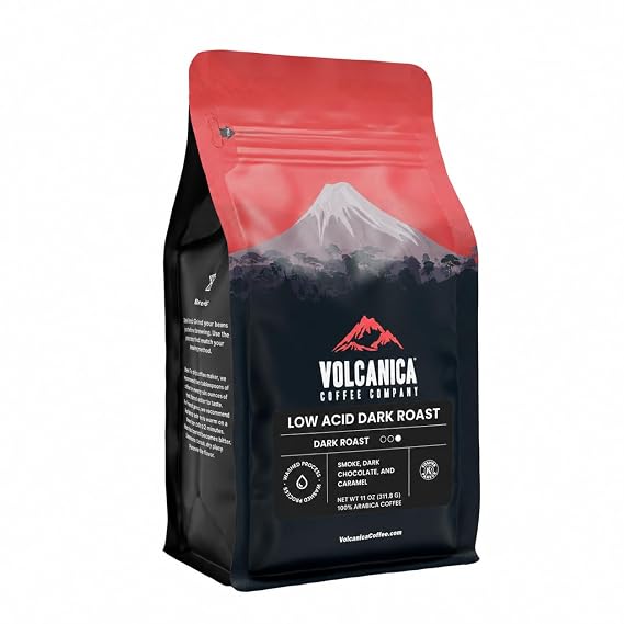 Low Acid Dark Roast Coffee, Ground, Mycotoxin Free, Clean and Pure, Kosher, Fresh Roasted, 11 oz