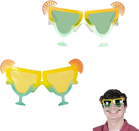 2 PCS Luau Party Sunglasses Novelty Glasses Margarita Fanci-Frames Margarita Costume for Beach Themed Party Supplies Decoration(Random Color)
