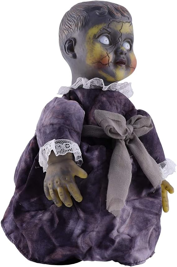 TOYANDONA Halloween Decor 1Pcs Halloween Scary Doll, Sound- Activated Walking Doll Glowing Creepy Doll for Haunted House Decor (Without Battery) Creepy