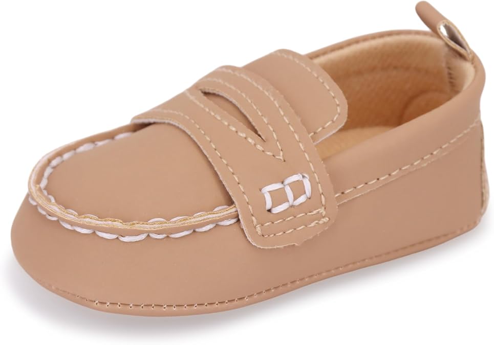 LONSOEN Baby Girls Boys Loafers Prewalker Dress Crib Shoes | Soft Sole, Slip-On, Christening, Easter, Church, First Birthday, Newborn, Photo Shoot