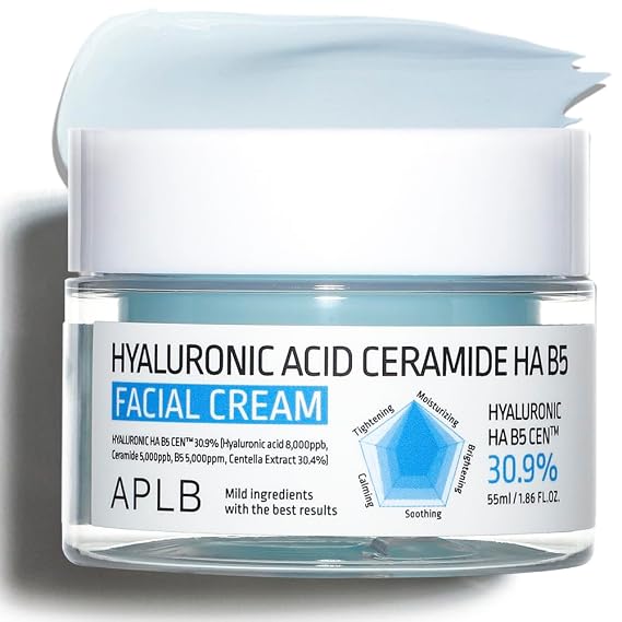 APLB Hyaluronic Acid Ceramide HA B5 Facial Cream | HYALURONIC HA B5 CENTM 30.9% 1.86 FL.OZ/Korean Skincare, Deep hydration, Revitalize for gentle and improve skin texture