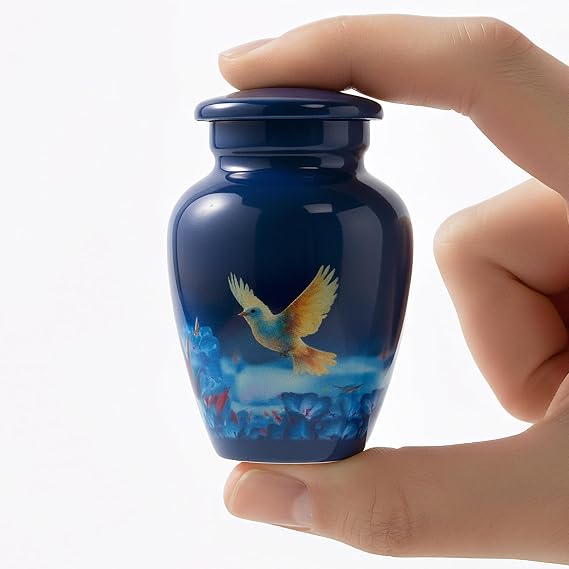 Small Keepsake Cremation Urn for Ashes - Beautiful Mini Memorial Urn with Velvet Box & Bag