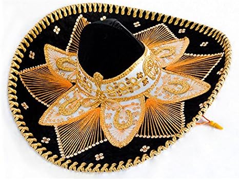 GRAL Kids Mariachi Charro Fancy Sombrero - Mexican Hat for Children (black/gold)