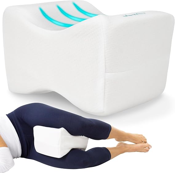 Xtra-Comfort Memory Foam Knee Pillow for Side Sleepers - Orthepedic Sciatica, Back, Under Leg, Hip and Joint Support - Pregnancy and Maternity Bolster Wedge Cushion - for Men and Women Spine Alignment | Sciatica, Back, Under Leg, Hip and Joint Support - Pregnancy and Maternity Bolster Wedge Cushion - for Men and Women Spine