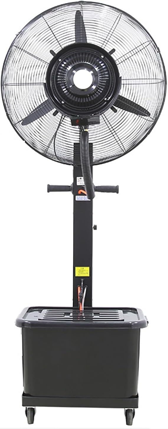 Outdoor Misting Fan for Patio, Portable Industrial Fan Floor Fan Pedestal Fan, Water Mist Cooling Spray Fan, 45/90 Oscillation Fan, 3 Speeds,42L water tank capacity(Fixed,650mm (26in))