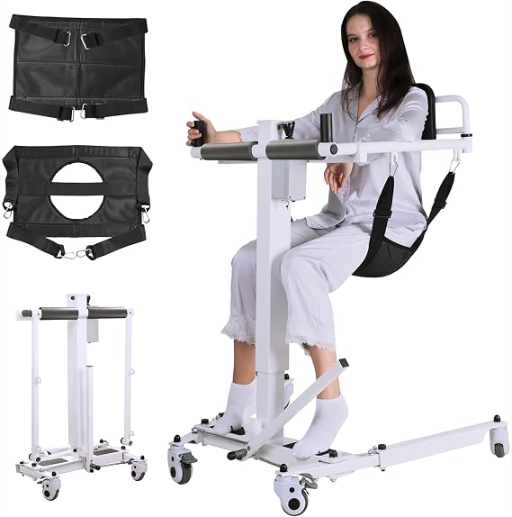 Electric Patient Lift Transfer Chair Patient Lift Wheelchair for Home Foldable Portable Patient Lift Chair Wheelchair Lift for Car Bathroom Shower Commode Chair