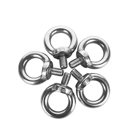 5 Pieces M8 Male Thread Machinery Shoulder Lifting Ring Eye Bolts