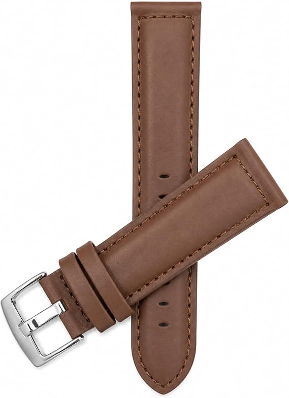 Mens Leather Watch Band Strap - Stitching - 4 Colors - 18mm, 20mm, 22mm, 24mm, 26mm, 28mm, 30mm (Also in Extra Long XL)
