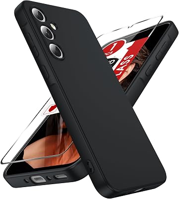 LeYi for Samsung Galaxy-A35-5G-Phone Case: Samsung A35 5G Case with Tempered Glass Screen Protector, Soft Liquid Silicone Shockproof Anti-Scratch Phone Case for Galaxy A35, Black