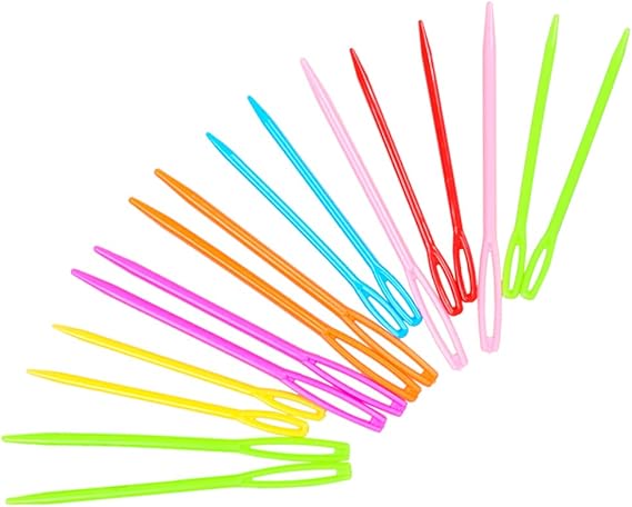 Hekisn Large-Eye Plastic Sewing Needles, Colorful Safety Lacing Needles, 2 Different Sizes Yarn Sewing Needle, Learning Needles for DIY Sewing Handmade Crafts,2.76 &2.1 inch (16 Pieces)