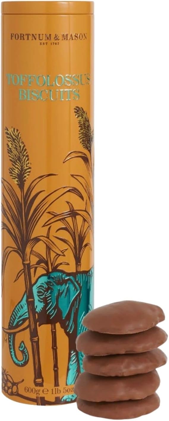 Fortnum And Mason Toffolossus Biscuits 600g Milk Chocolate Covered Toffee Biscuits In Tall Biscuit Tin
