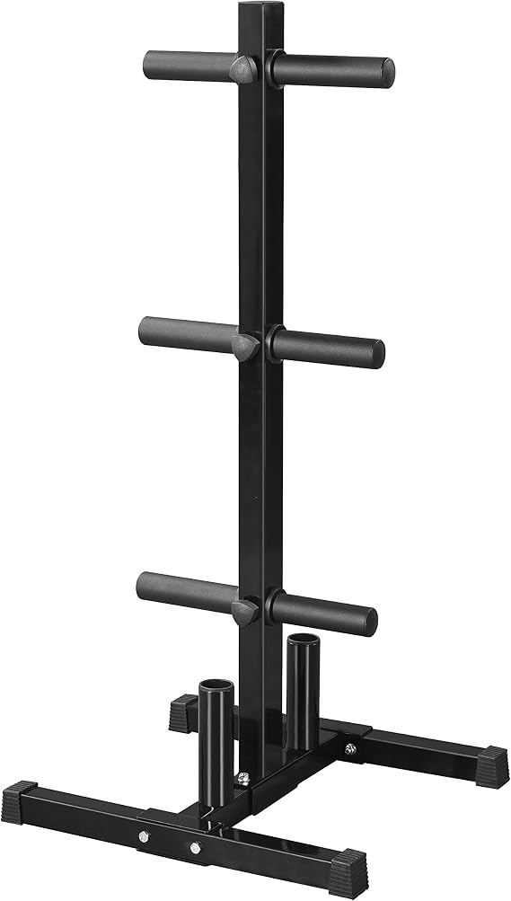 Topeakmart 2-Inch Olympic Weight Tree with 2 Bar Holders, 882 lb Capacity | Heavy-Duty 882 lb Capacity, 6 Plate Pegs, 2 Barbell Holders, Powder-Coated Steel Construction, Ideal for Home Gyms