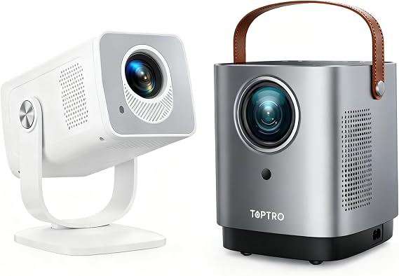 TP2 Mini Projector with WiFi6 and Two-Way Bluetooth5.4, 4K Smart 1080P Portable Outdoor Movie Proyector with Touch Screen, TR23 [Unique Handle Design] Mini-Projector for Phone/TV Stick/HDMI