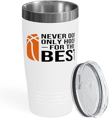 Basketball Player Viking Tumbler 20oz White -Never oops only hoops - Playmaker Center Point Guard Shooting Guard Teammate Basketball Coach Trainee