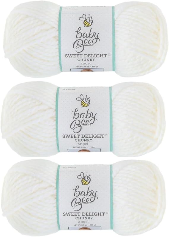 Hobby Lobby Baby Bee Sweet Delight Chunky Yarn, 10 Angel, Set of 3 | 5 Bulky Weight, Acrylic & Polyamide, 109 Yards Per Skein