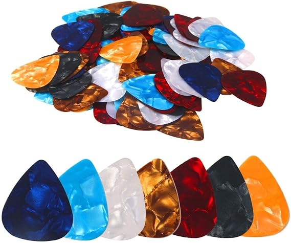 DECYOOL 100 Pack Guitar Picks, 0.46mm Thickness Colorful Celluloid Guitar Picks Plectrums for Bass Electric Acoustic Guitars Ukulele