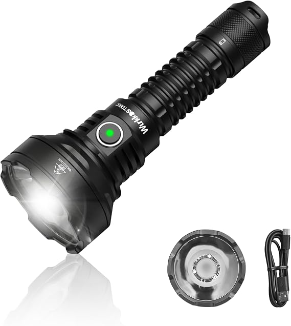 Wurkkos TD01 Tactical Flashlight Rechargeable 1039M Long Throw | 2200 Lumens SFT40 LED Super Bright, USB-C Charging & Dual Switch, IPX8 Waterproof Flashlight for Camping, Hiking, Emergency