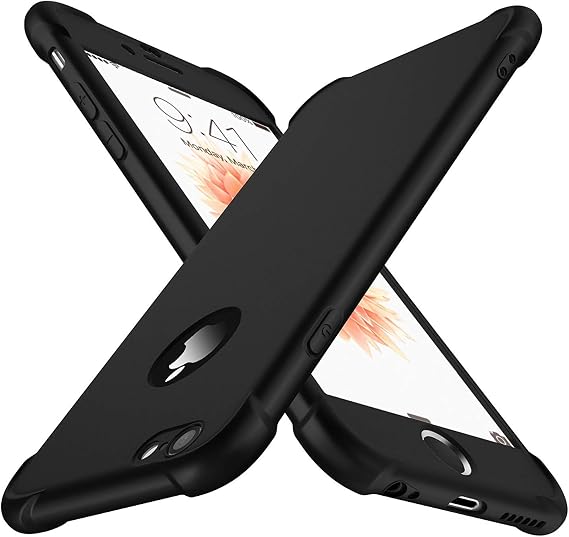 ORETECH for iPhone 6 Case 4.7", Shockproof Slim, Screen Protector, Black | 15ft Military Grade Drop, Camera Lens Guard, 360 Silicone Rubber Bumper