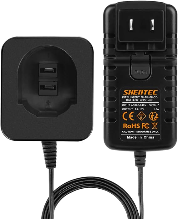 Shentec 7.2V-18V Charger Compatible with Black&Decker PS120 PS130 PS140 | Ni-MH/Ni-Cd Pod Style Batteries