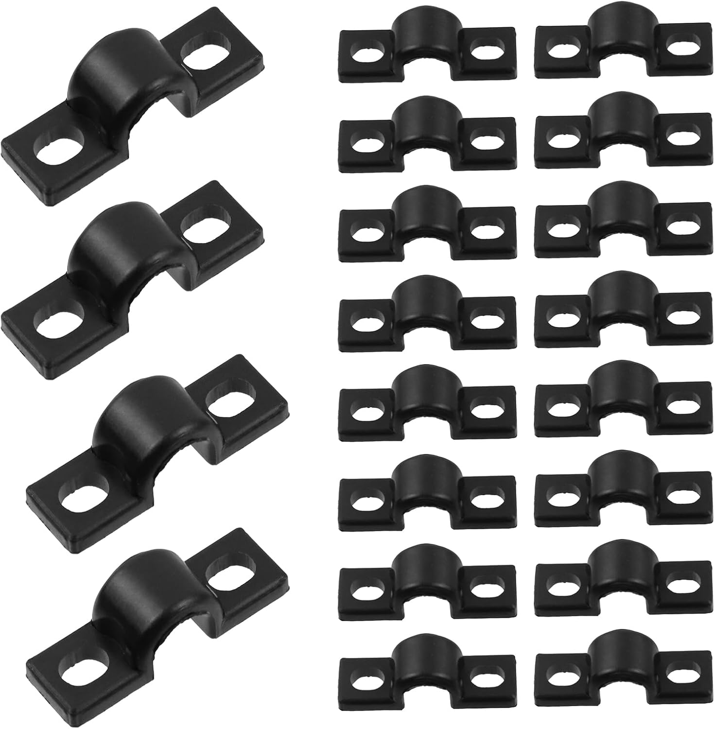 20pcs Wire Shelf Loop Clips Black Two Holes Pipe Tube 0.31 U Bracket Clamps 8MM Conduit Pipe Strap Clamps for Wire Cable Tube Black, Fit for 8mm