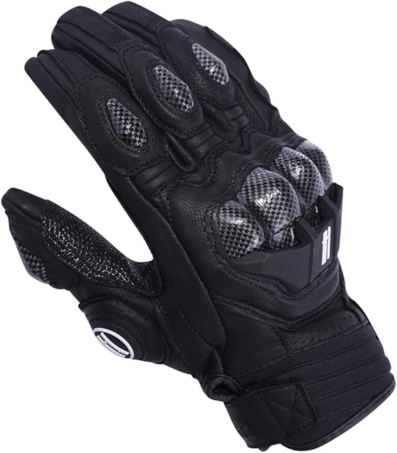 Harssidanzar Men's Leather Full Finger Motorcycle Gloves KM046