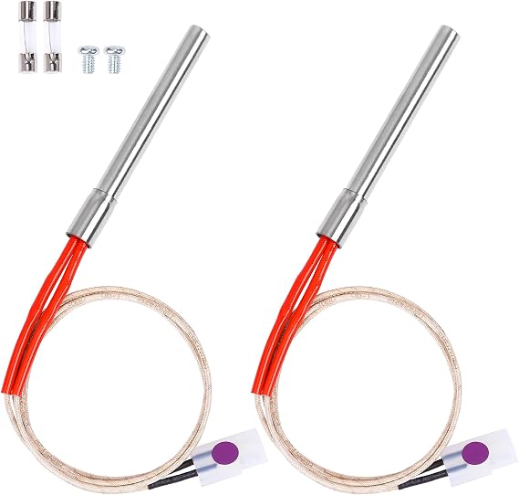 2 Pack Replacement Hot Rod Ignitor Kit for Traeger and Camp Chef Wood Pellet Grills, Upgraded Pellet Grill Igniter/Hot Rod Replacement - Durable Hot Rod Ignitor  with 2 Pcs Fuses, 200W 120V