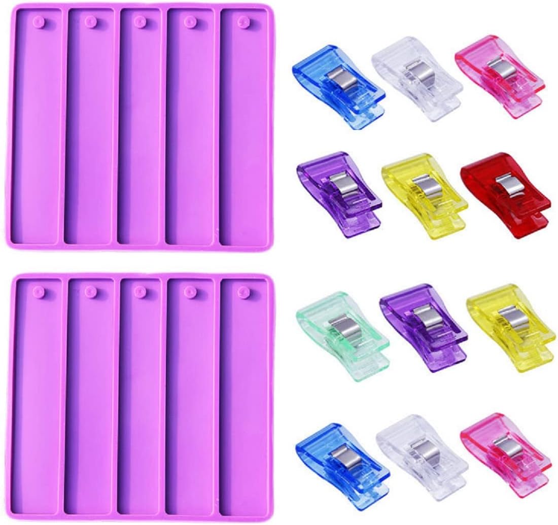 Xidmold 2 Credit Card Puller Silicone Resin Mold, 12 Assorted Color Acrylic Debit Bank Card Grabber, Card Grabber for Long Nails, Keychain Card Picker Epoxy Casting Molds, Card Clip for Long Nails
