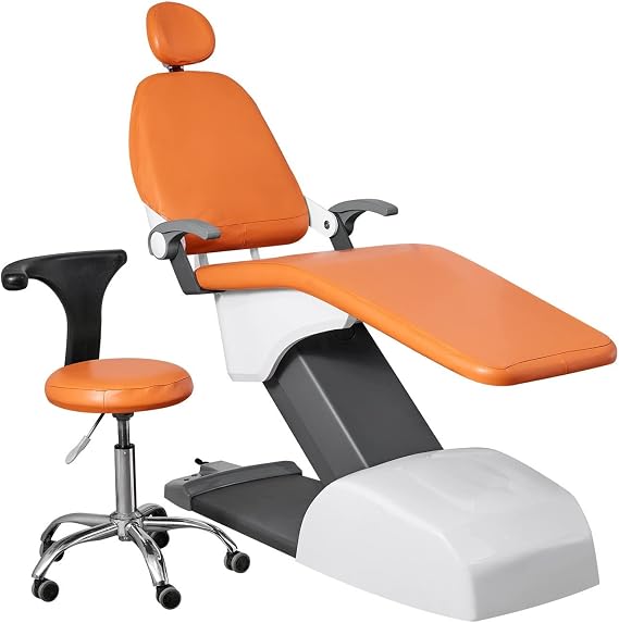 4PcsSe Orange Dental Chair Covers PU Leather Dustproof Dental Full Chair Cover Waterproof Chair Backrest CoverTwo Sets