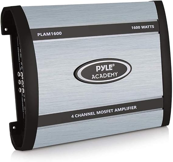 4 Ch. Car Stereo Amplifier Class AB- 1600W Bridgeable High Power MOSFET Audio Sound Auto Small Speaker Amp Box w/ Crossover, Bass Boost Control, Silver Plated RCA Input Output - Pyle PLAM1600