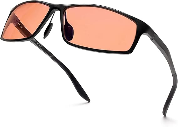 BRADDELL FL-41 Rose Tinted Blue Light Glasses for Migraine Light Sensitivity, Eyestrain and Fluorescent LED Glare (Aluminum Metal)