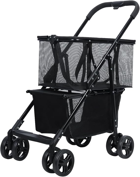 Personal Luxury Folding Shopping Cart with Wheels, Collapsible Utility Trolley Cart with Detachable Carry Bag, Portable Shopping Cart for Groceries, Laundry, Camping etc Black