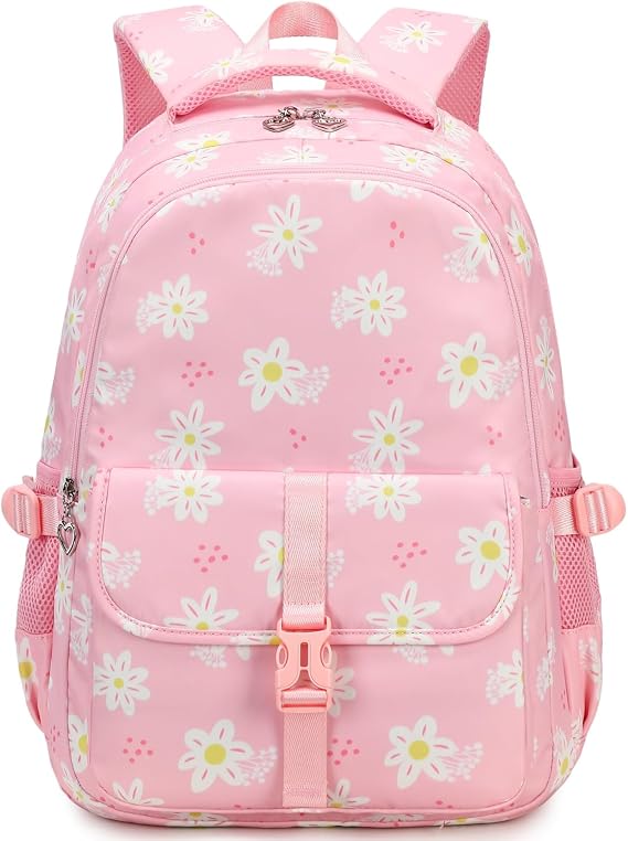 Leaper Women Floral Laptop Backpack Water-resistant College Bags Travel Backpack Flower Daypack Fits 15.6 Inch Laptop Pink