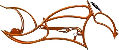 MICARGI Leopard 3I Stretch Cruiser Bike Frame,26-in Steel Frame with Bike Chain Suitable for Lowrider Bike, Chopper Bike, and Electric Bike Conversion Brown