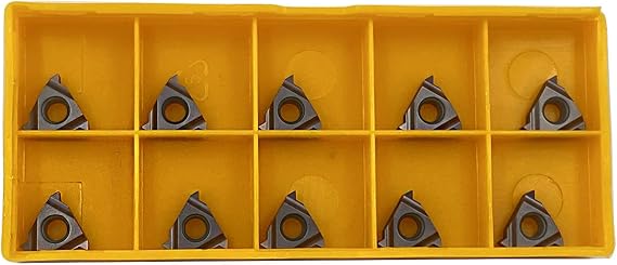 GBJ 10pcs 11ER AG60 1/4" Threaded Carbide Inserts For machining Iron and Steel parts Suitable for SER/SEL Threading Holders (11ER AG60 Bronze)