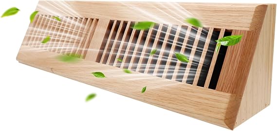 Red Oak Baseboard Wooden Register 18 Inch Supply Floor Vent Baseboard for Home Floor Diffuser Pre Finished - 18.8 x 4.6 x 3.6 Inch