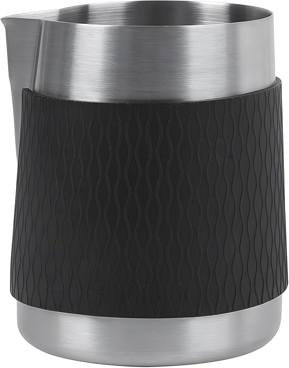 IKAPE Espresso Milk Pitcher, 15.04/450ml Milk Frothing Jug without Handle, Espresso Steaming Pitcher with Sharp Spout for Espresso Barista Tool(silver)