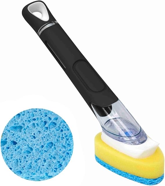 CELOX Dish Sponge with Handle, Soap Scrubber for Kitchen Cleaning