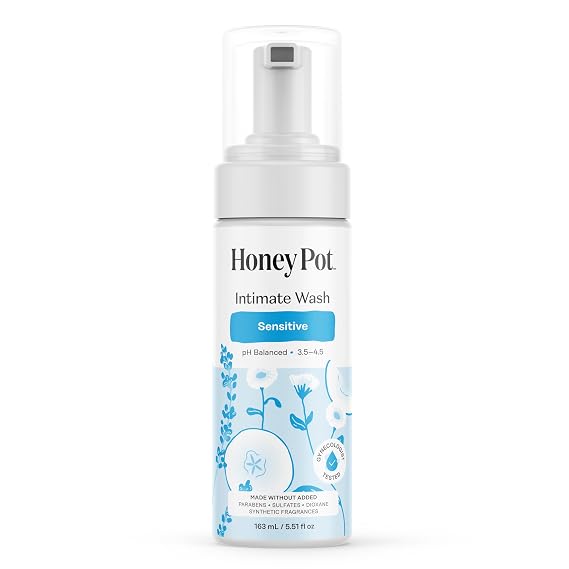 The Honey Pot Company - Feminine Wash - Sensitive - pH Balanced, Herbal Infused Plant-Based Feminine Care for Sensitive Skin - Daily Intimate Cleanser for Women - 5.51 Fl Oz