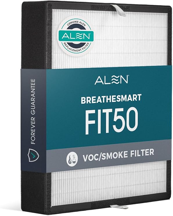 Alen Air Filter FF50-VOC/Smoke Replacement HEPA Filter for BreatheSmart FIT50 Air Purifier - Captures Allergens & Dust + VOCs & Smoke (1 Filter)