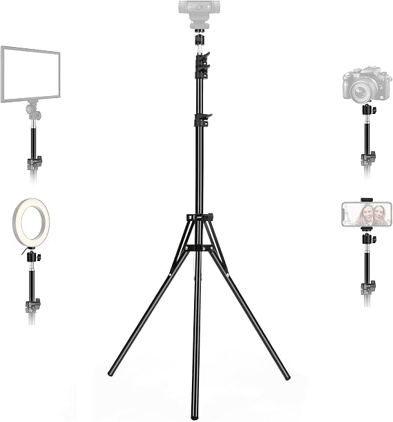 Webcam Tripod Compatible with Logitech Webcam C920s StreamCam Brio C922 C930 C925e C615, 63 inches Aluminum Tripod Stand, Black