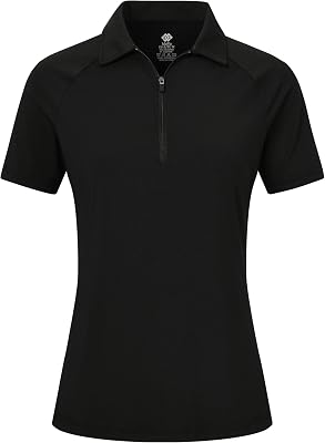 MoFiz Womens Golf Polo Shirts Short Sleeve Zip Up Collared Tennis Shirts Lightweight Dry Fit Sports Athletic Casual Tops