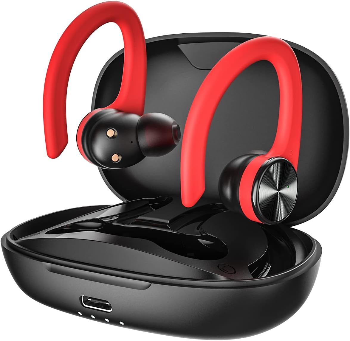 TTQ Wireless Earbuds, Bluetooth Headphones 80Hrs Playtime with Charging Case and Earhooks Over Ear Waterproof Earphones with Mic for Working Sports Running Workout iOS Android TV Phone Laptop