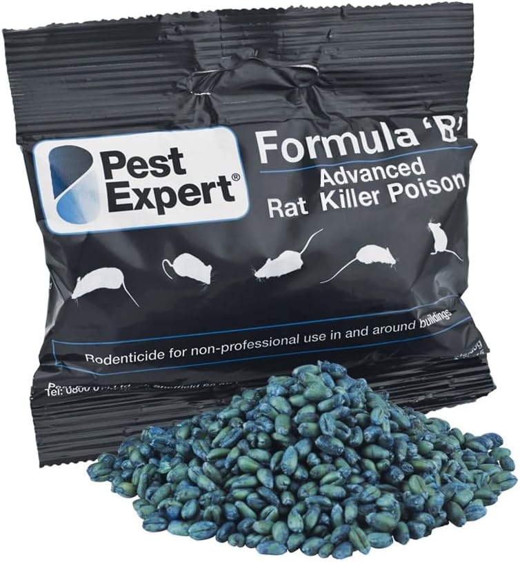 Pest Expert Formula B Advanced Rat Bait Killer Poison 800g 8 x 100g Strongest Single Feed Brodifacoum Fast Acting Control PRIME
